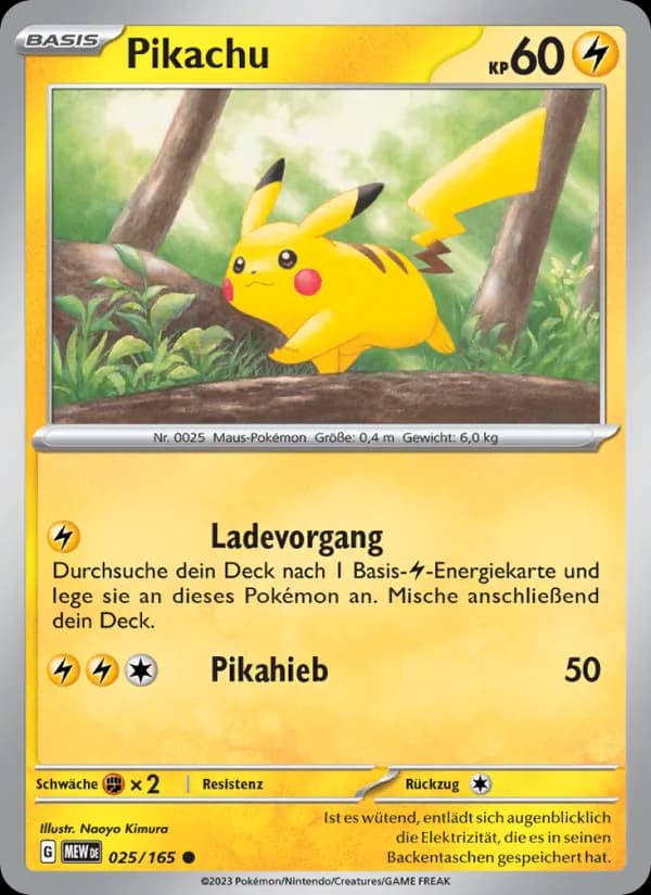 Pikachu card in German