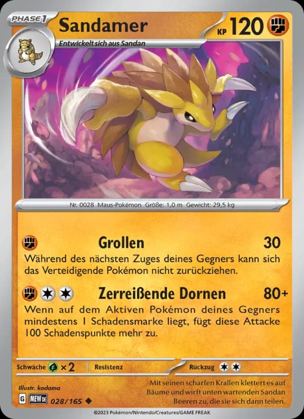 Sandamer card in German