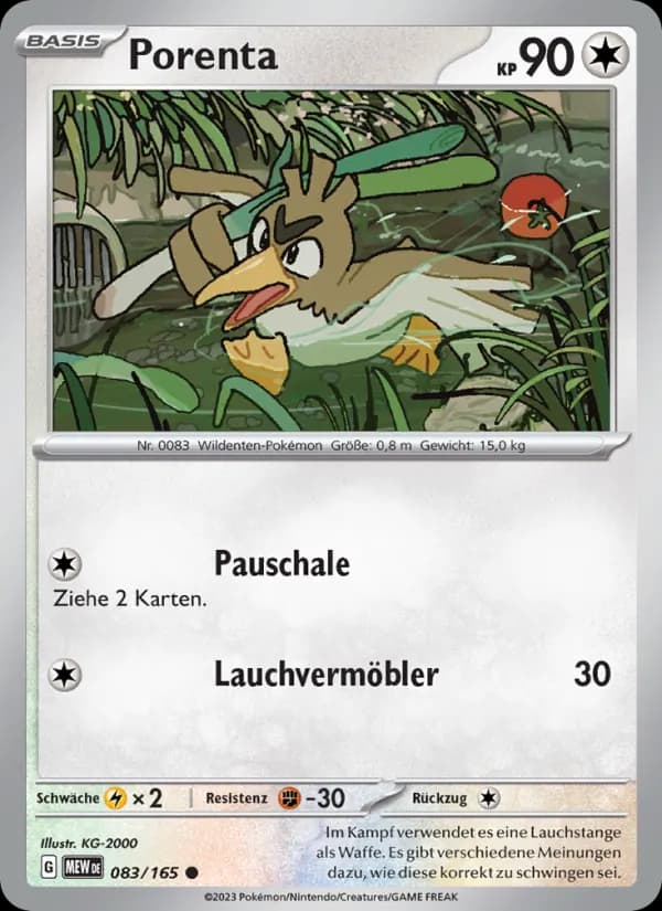 Porenta card in German
