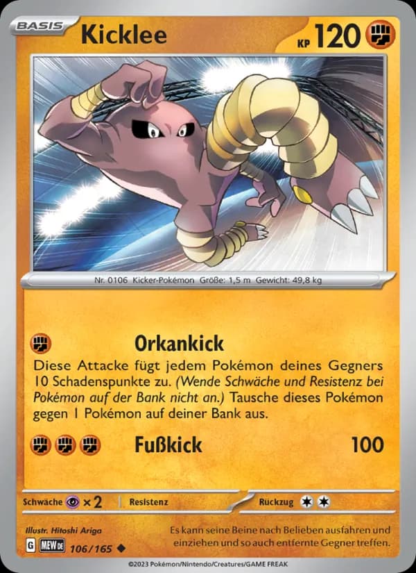 Kicklee card in German