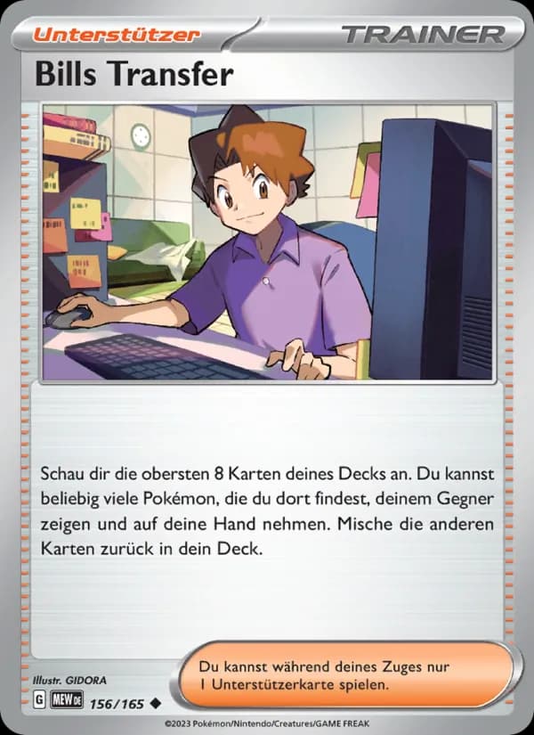 Bills Transfer card in German