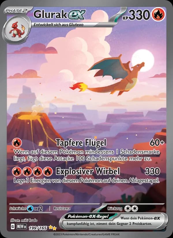 Glurak-ex card in German