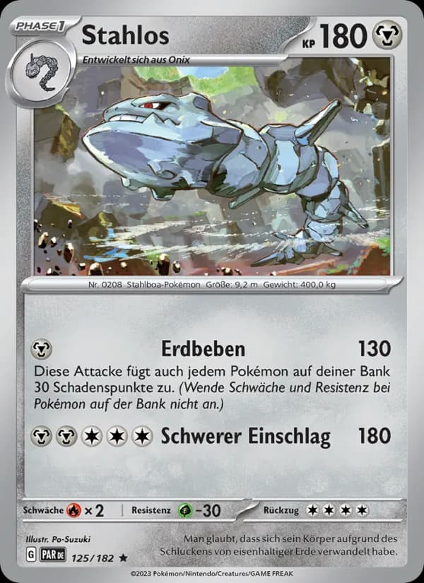 Stahlos card in German