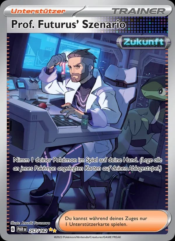 Prof. Futurus' Szenario card in German