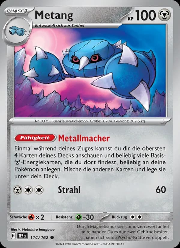 Metang card in German