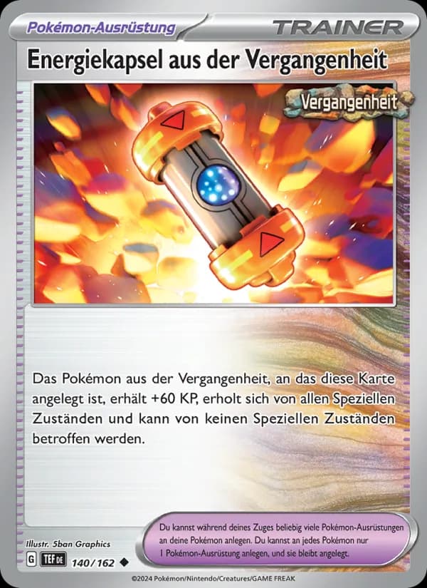 Energiekapsel aus der Vergangenheit card in German