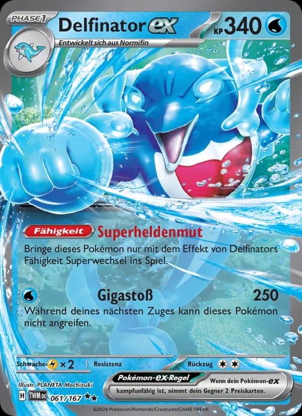 Delfinator-ex card in German