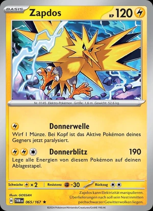 Zapdos card in German