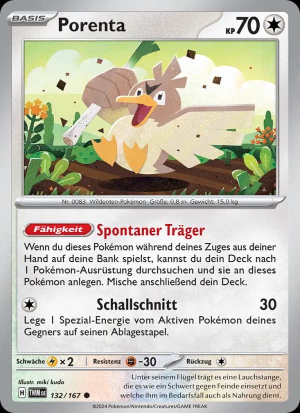 Porenta card in German