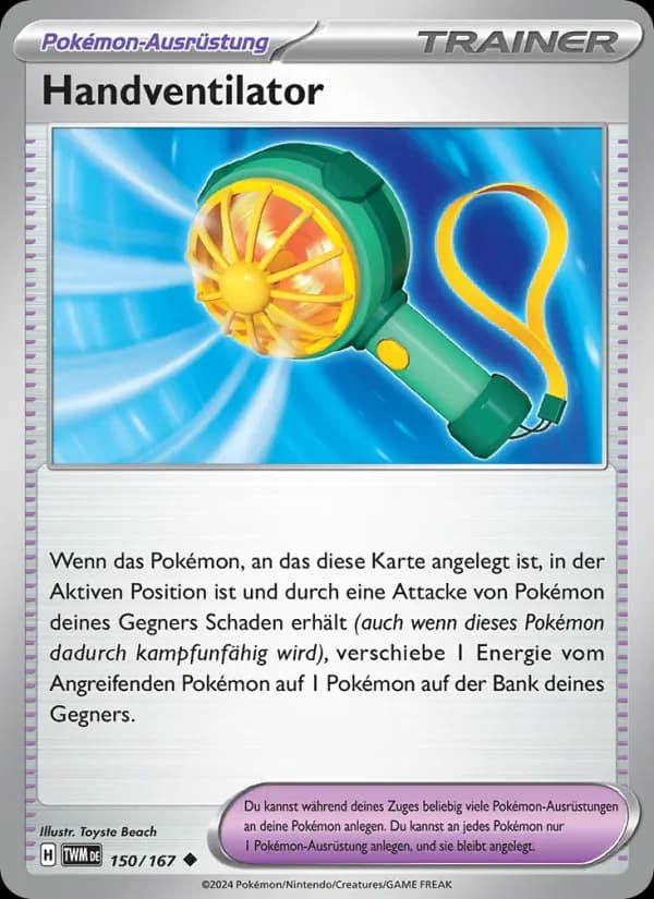 Handventilator card in German