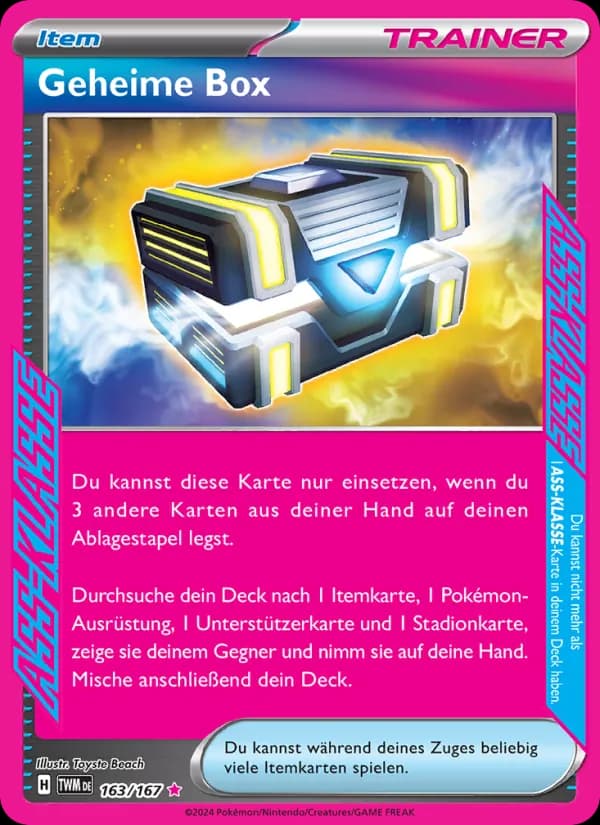 Geheime Box card in German