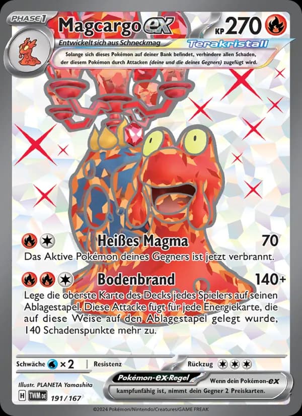 Magcargo-ex card in German