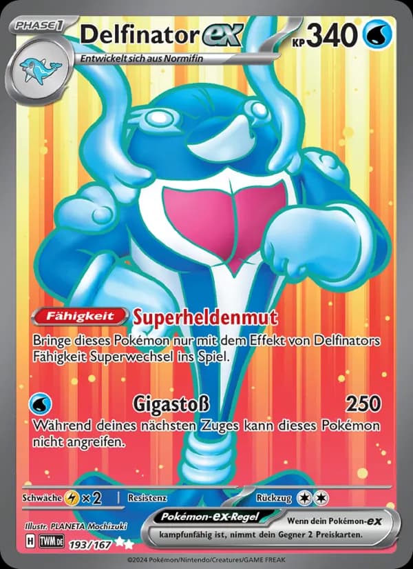 Delfinator-ex card in German