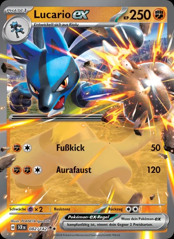Lucario-ex card in German