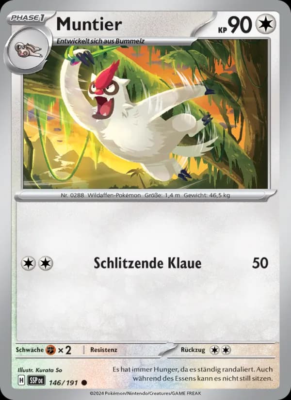 Muntier card in German