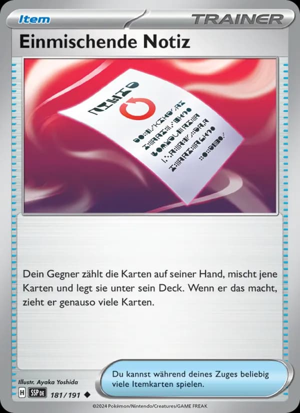 Einmischende Notiz card in German