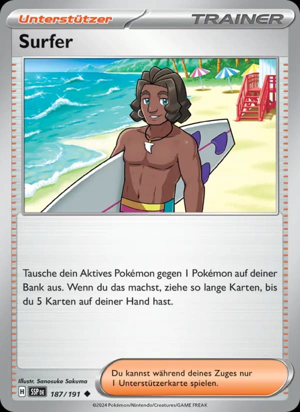 Surfer card in German