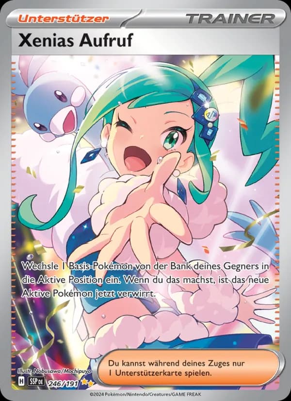 Xenias Aufruf card in German