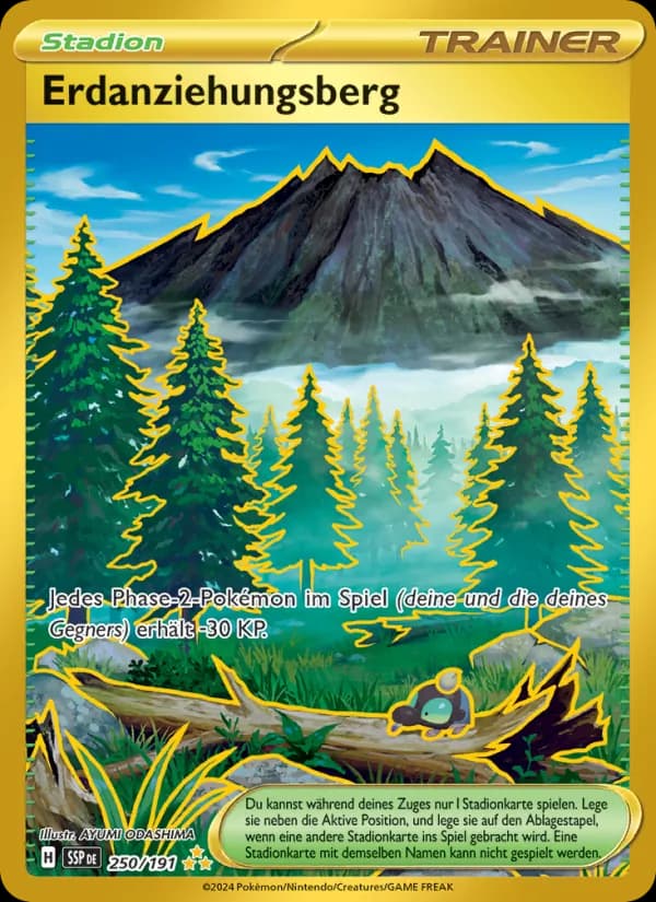 Erdanziehungsberg card in German