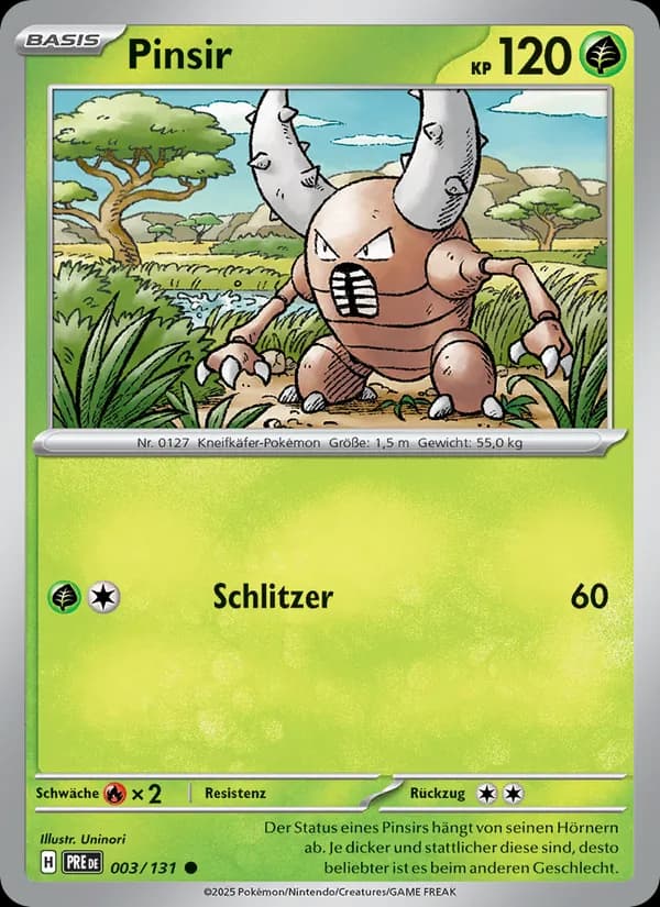 Pinsir card in German