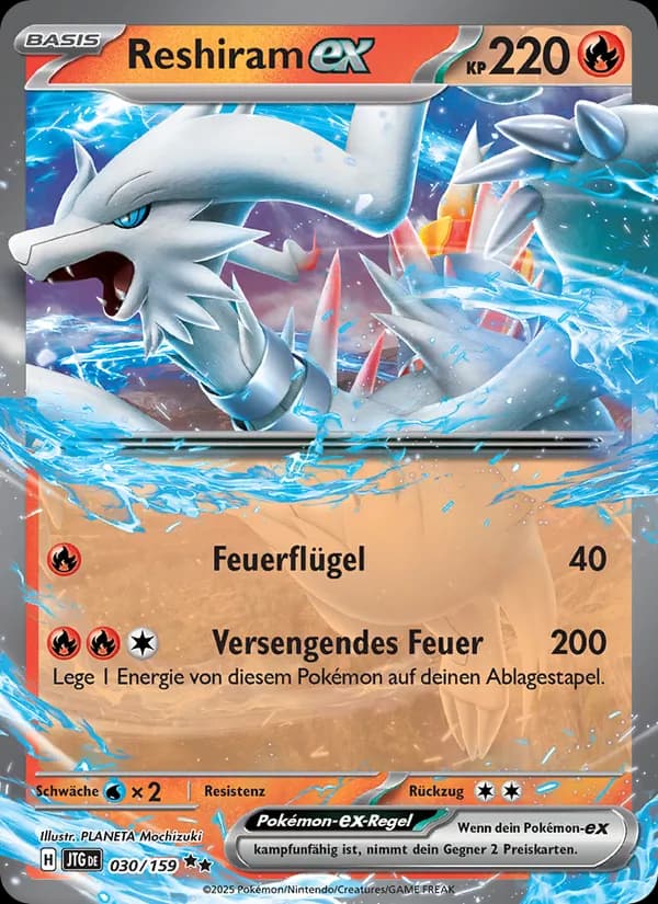 Reshiram-ex card in German
