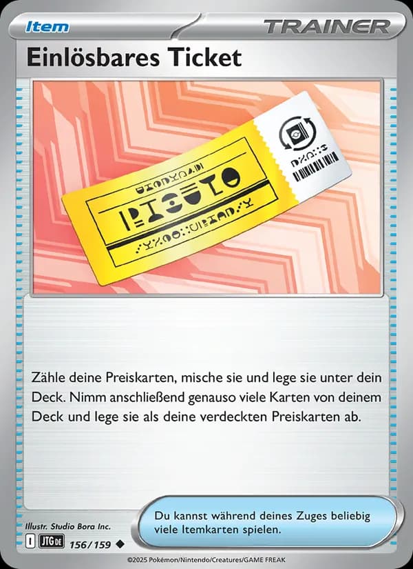 Einlösbares Ticket card in German