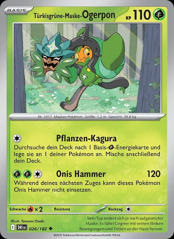 Türkisgrüne-Maske-Ogerpon card in German