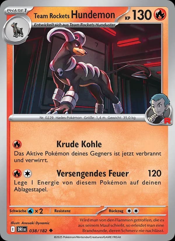 Team Rockets Hundemon card in German