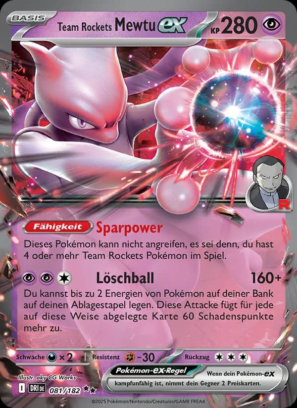 Team Rockets Mewtu-ex card in German