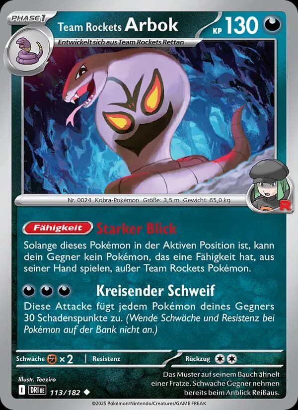 Team Rockets Arbok card in German