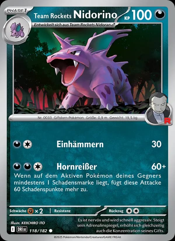 Team Rockets Nidorino card in German