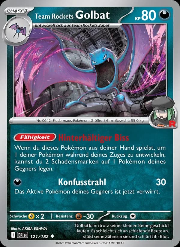 Team Rockets Golbat card in German