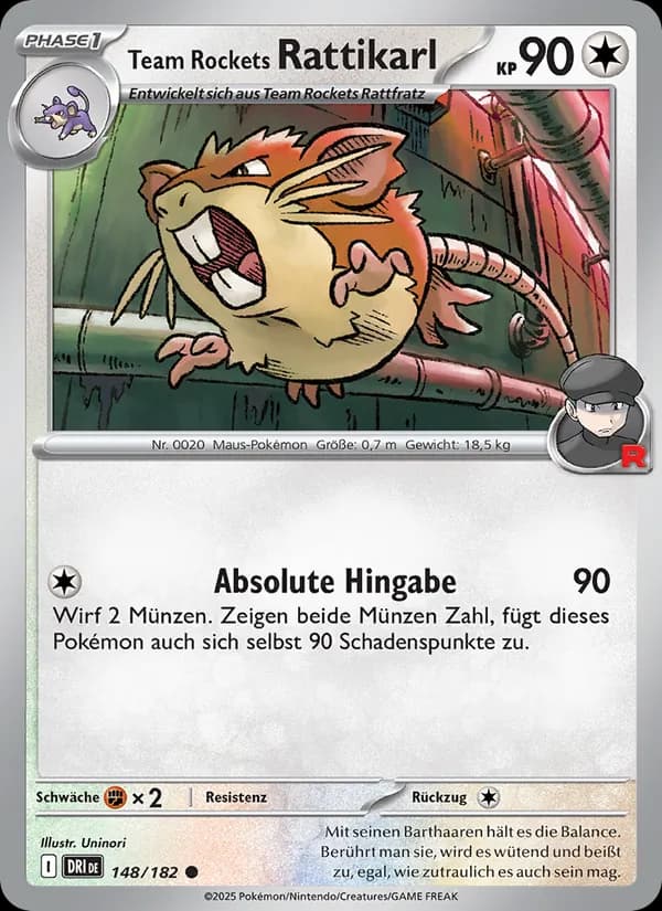 Team Rockets Rattikarl card in German
