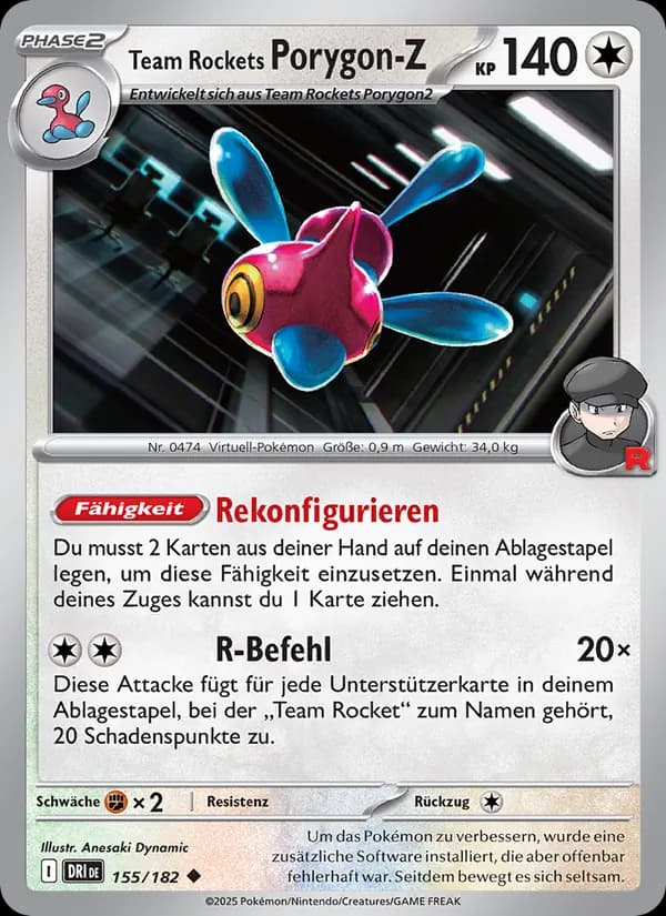 Team Rockets Porygon-Z card in German