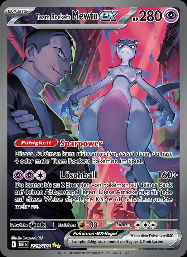 Team Rockets Mewtu-ex card in German