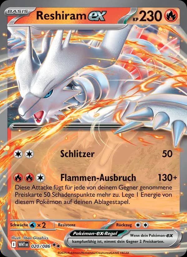 Reshiram-ex card in German