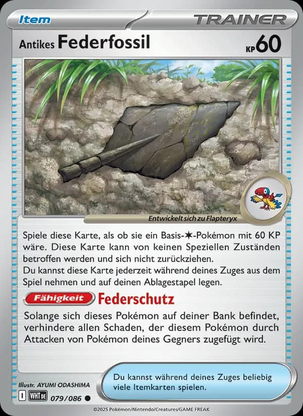 Antikes Federfossil card in German