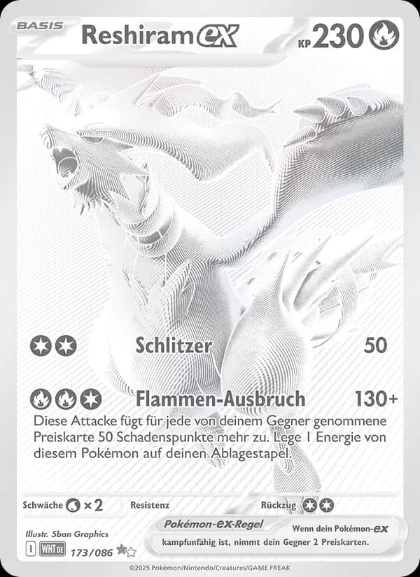Reshiram-ex card in German