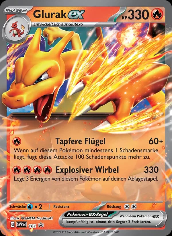 Glurak-ex card in German