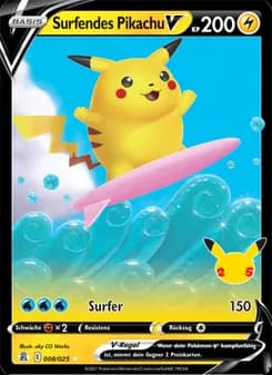 Surfendes Pikachu V card in German