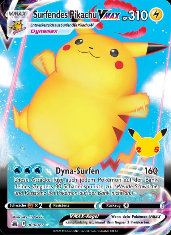 Surfendes Pikachu VMAX card in German