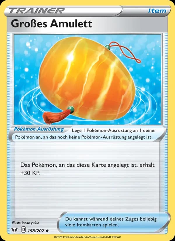 Großes Amulett card in German