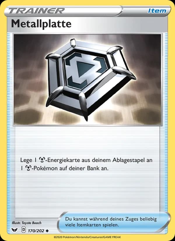 Metallplatte card in German