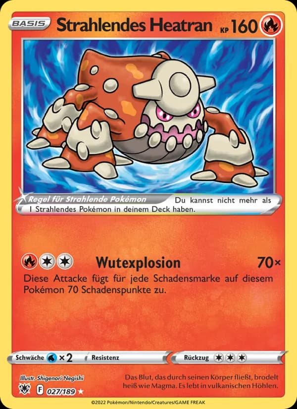Strahlendes Heatran card in German