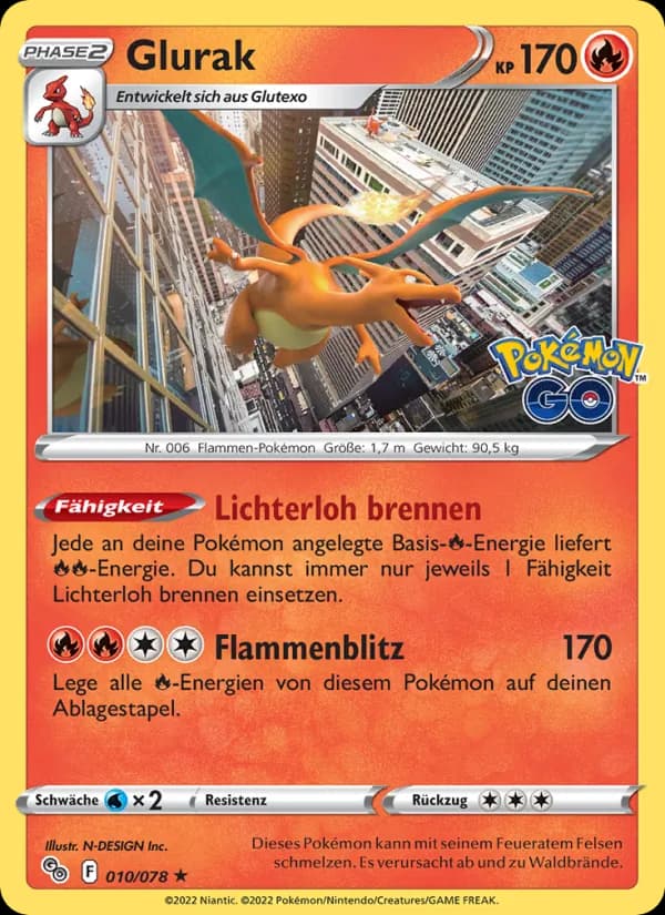 Glurak card in German