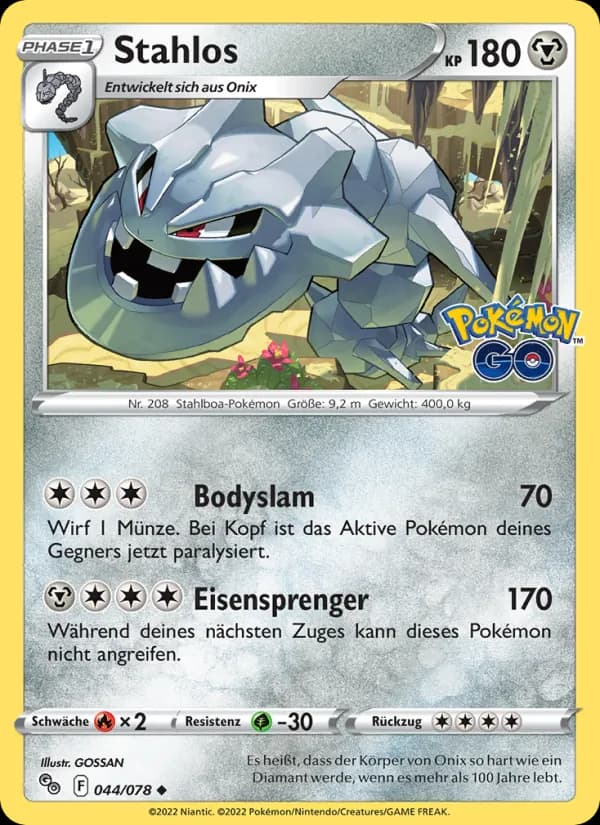 Stahlos card in German