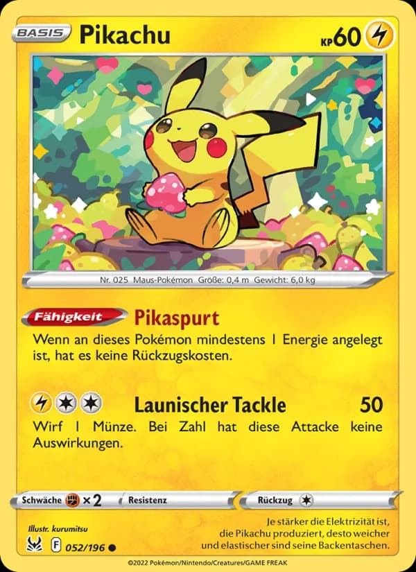 Pikachu card in German