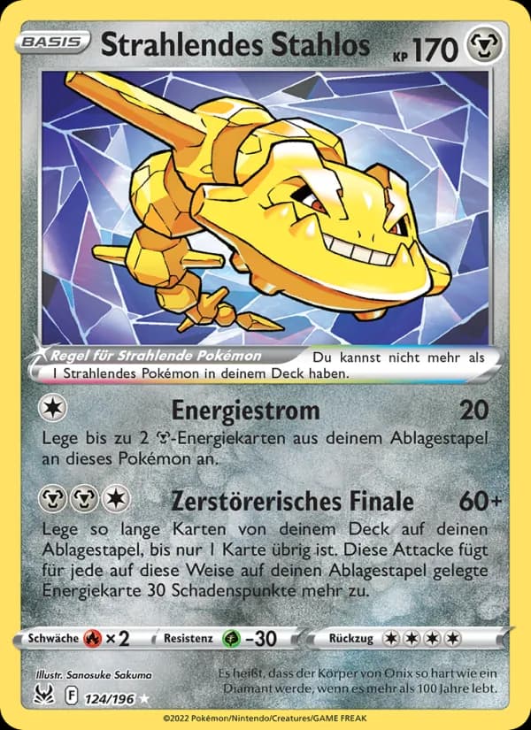 Strahlendes Stahlos card in German