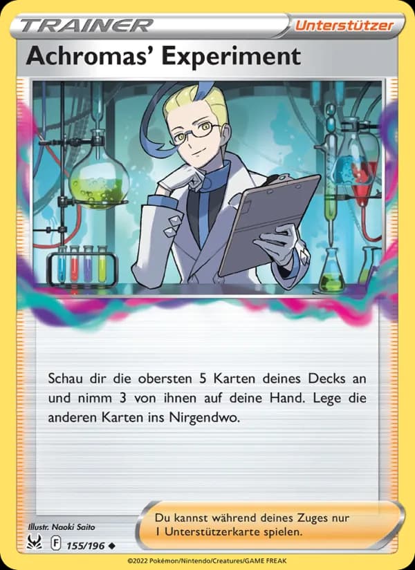 Achromas' Experiment card in German