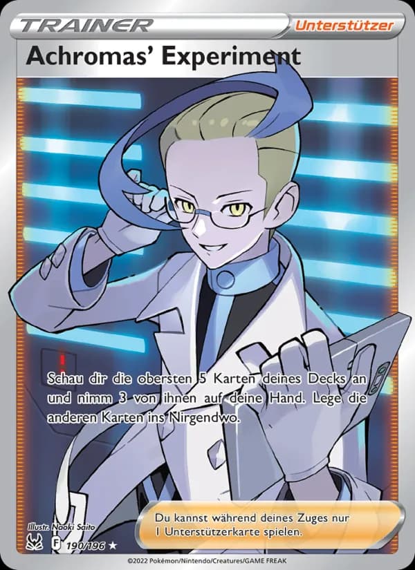 Achromas' Experiment card in German
